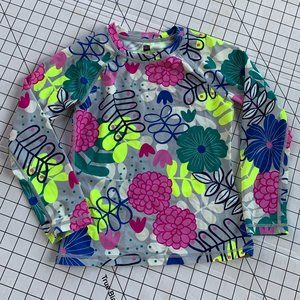 Girls Floral Gray Rashguard Size 8